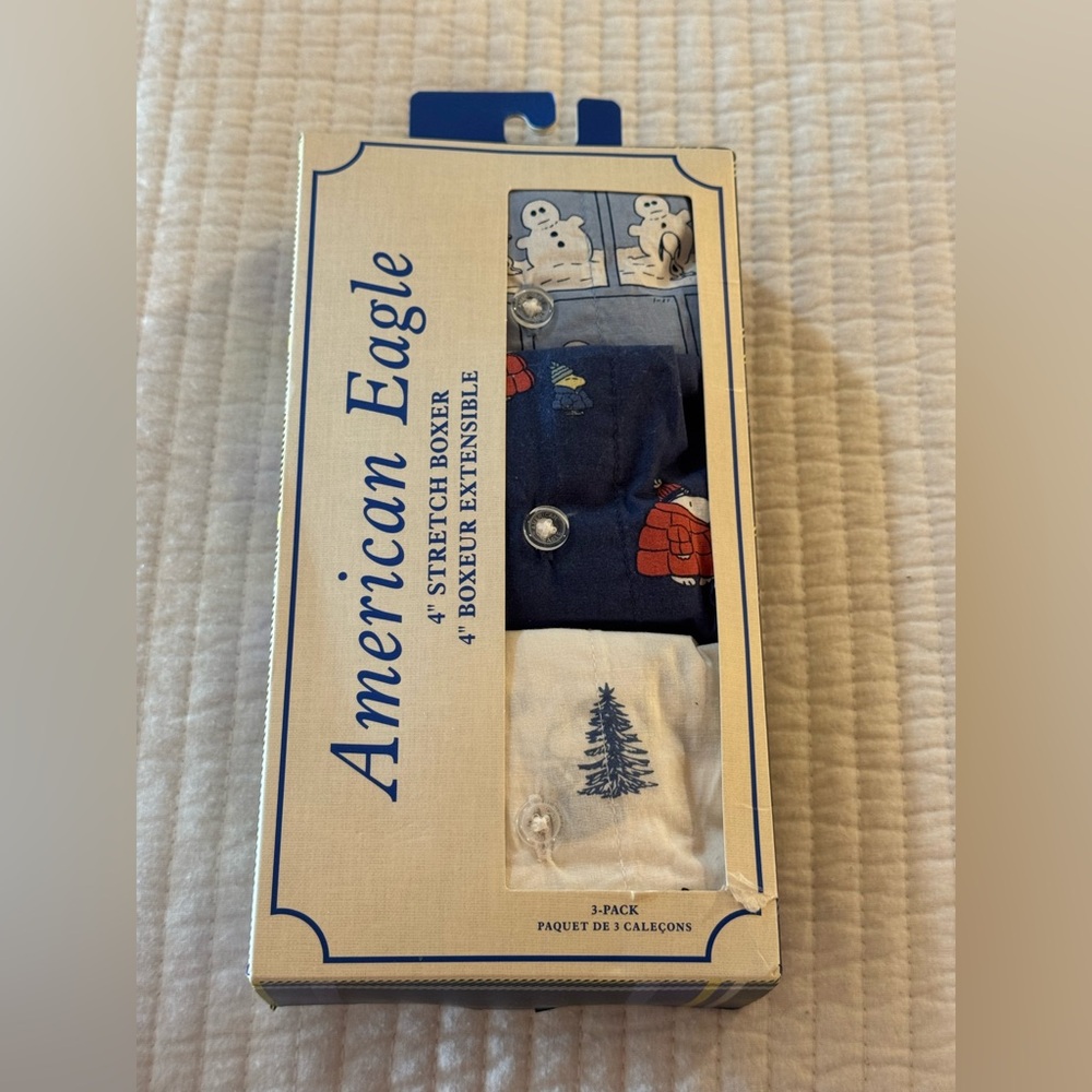 Peanuts Snoopy Mens Medium  - 3 Pack of 4” stretch boxers American Eagle NWT!